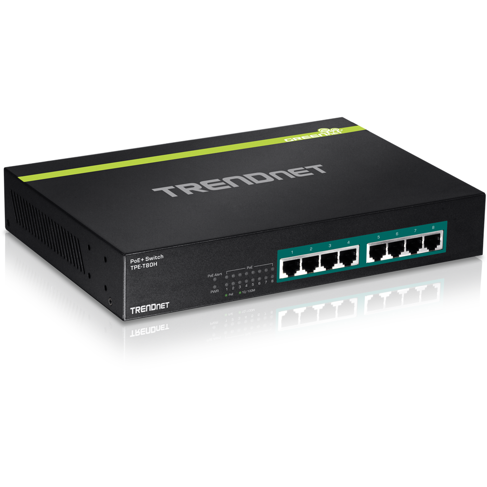 TRENDNET TPE T80H 8-Port Fast Ethernet PoE+ Switch